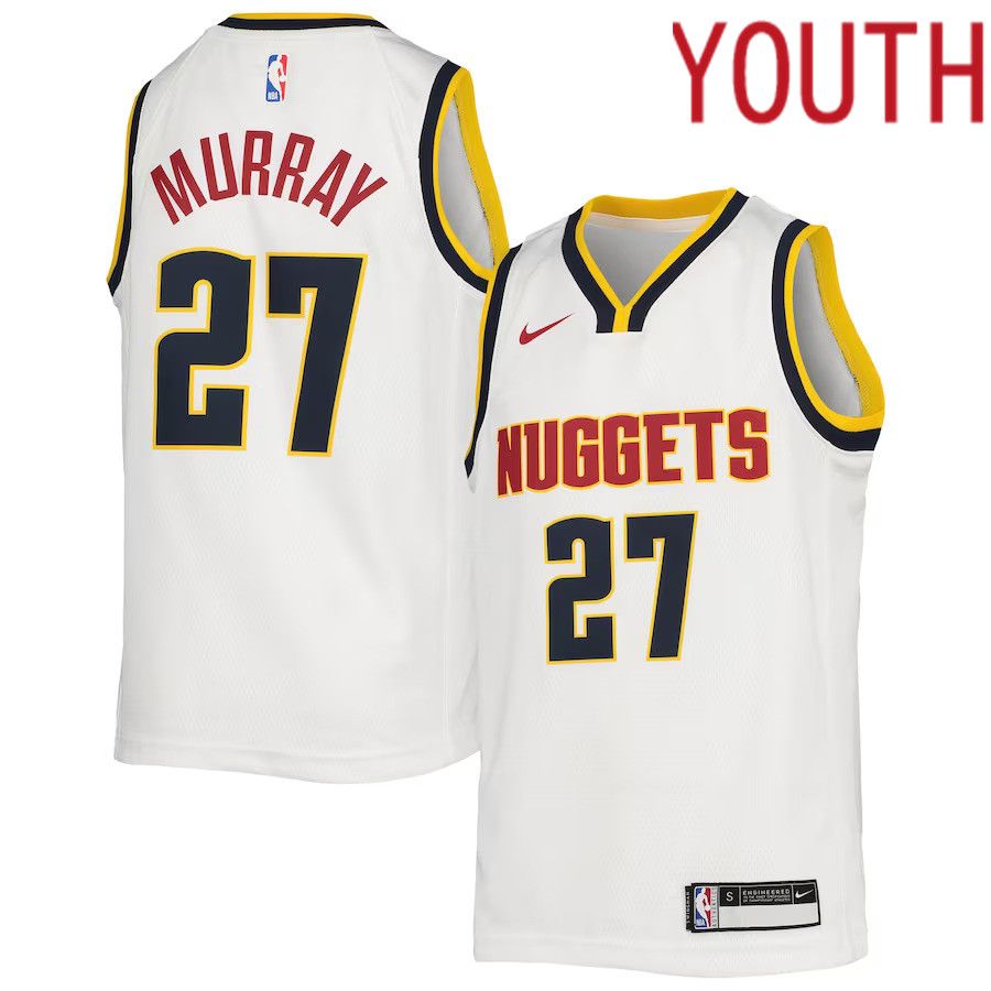 Youth Denver Nuggets 27 Jamal Murray Nike White Swingman NBA Jersey